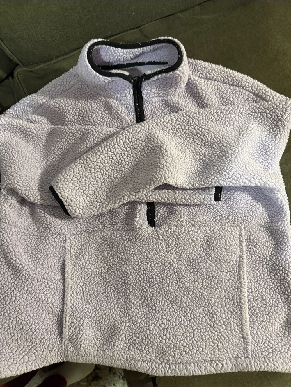 Cozy Plush Sherpa Half-Zip Pullover in Light Lavender
